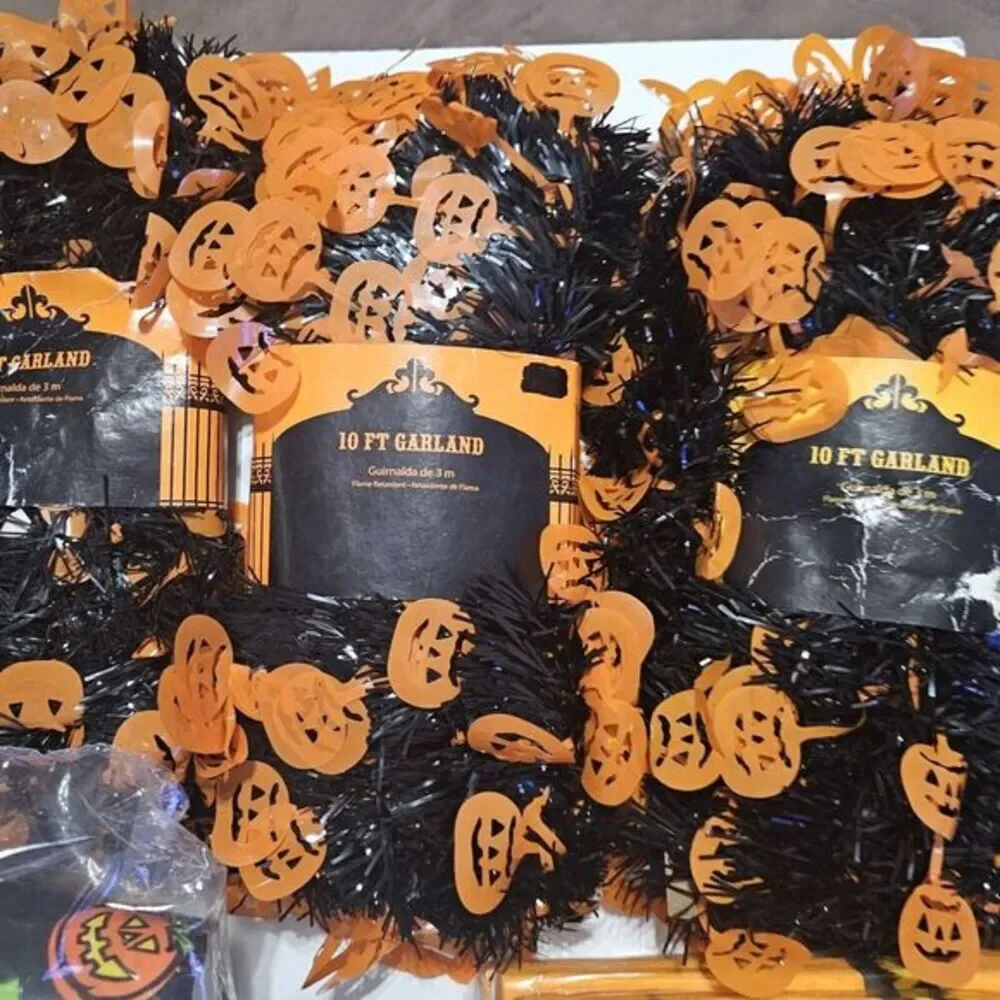 Lot of Halloween Party Supplies ‎ Napkins Plates Cups Treat Bags Garlands